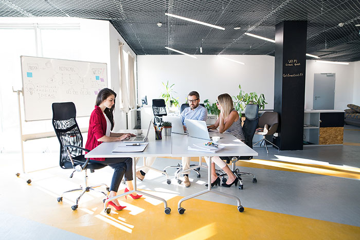 employees in the workspace