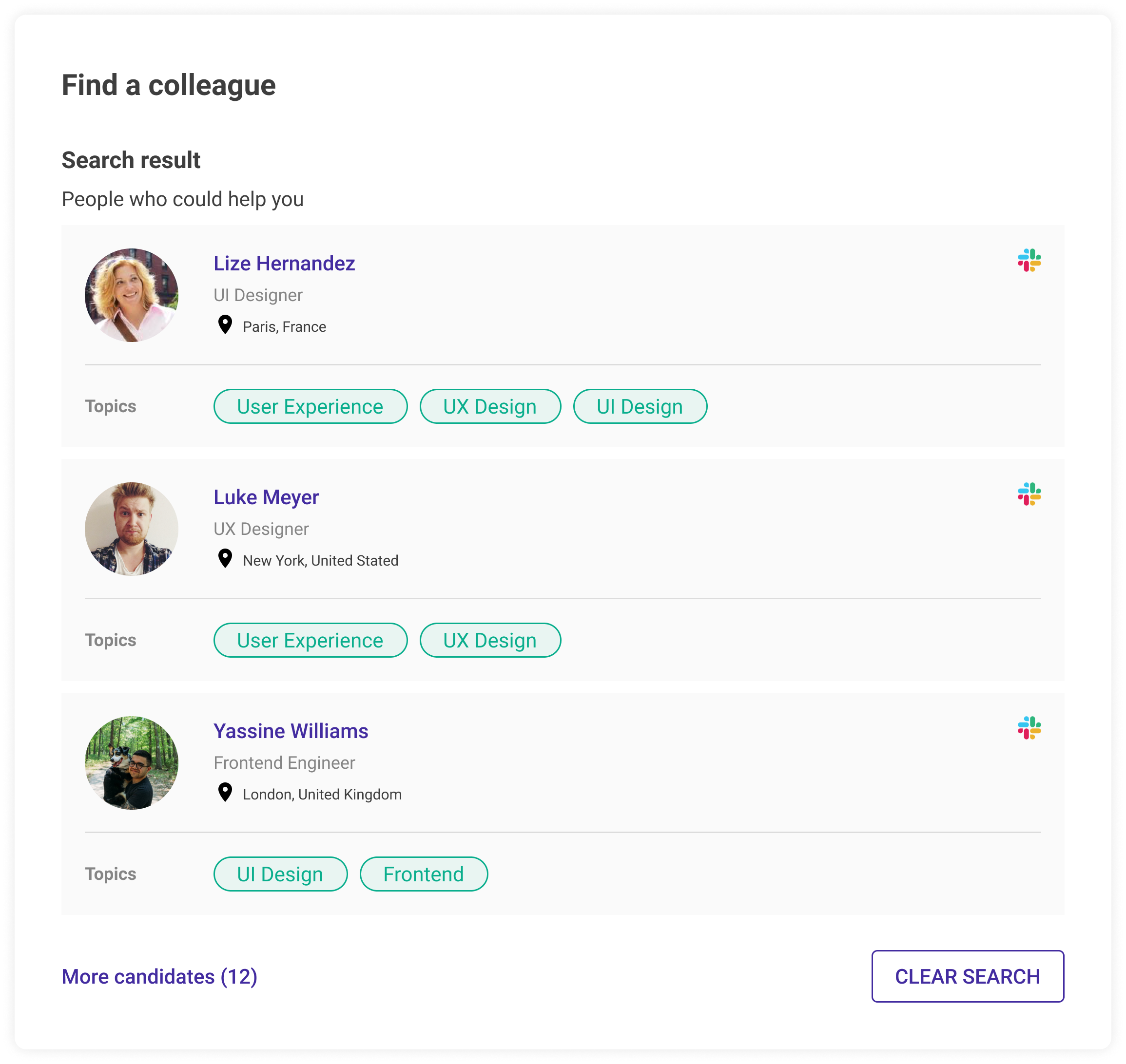 Find a colleague Search Result Find a colleague Search Result